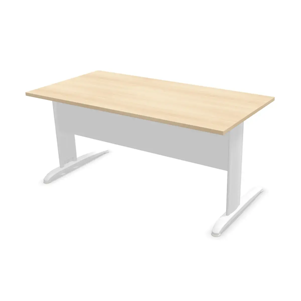 Bureau Buenos Aires - 160 x 80 cm - Plateau acacia clair et pieds blancs - FIDUCIAL OFFICE SOLUTIONS 