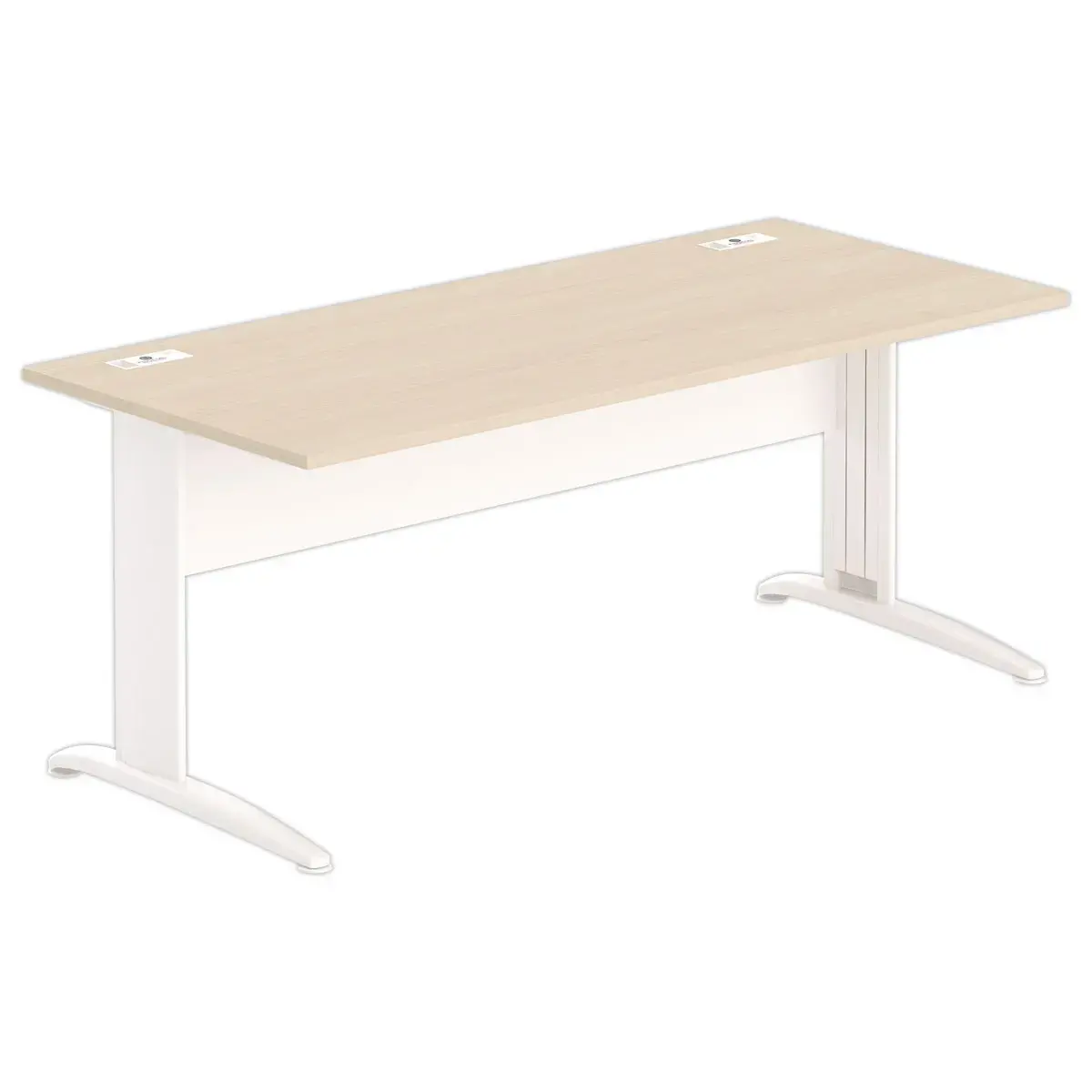 Bureau Buenos Aires - Plateau acacia clair et pieds blancs - 180x80 cm 