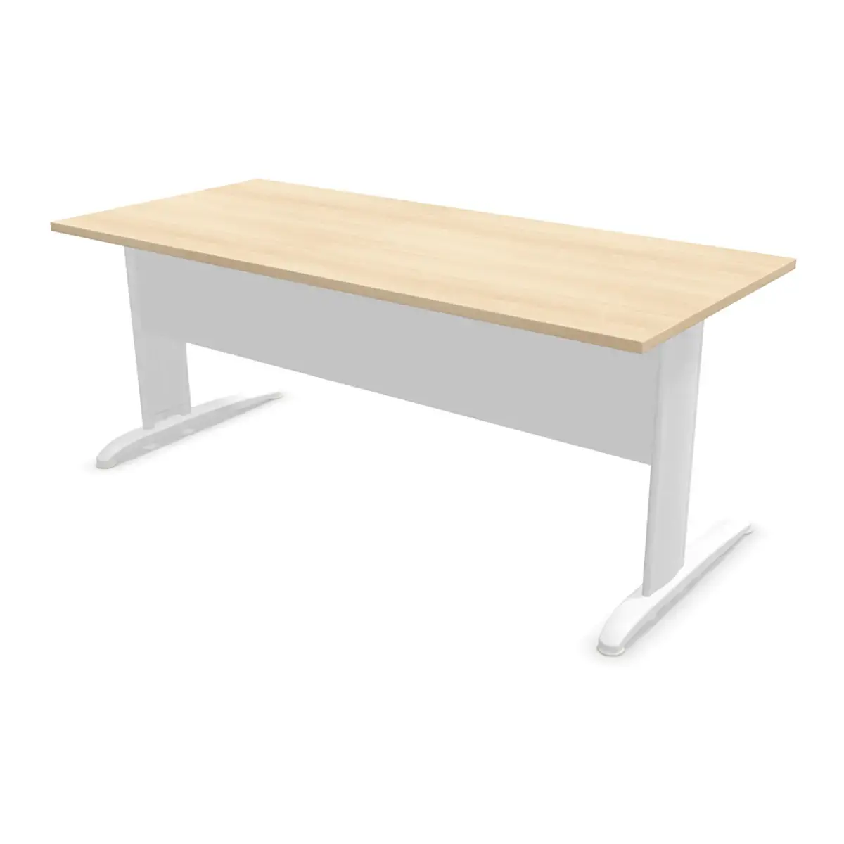 Bureau Buenos Aires - Plateau acacia clair et pieds blancs - 180x80 cm 