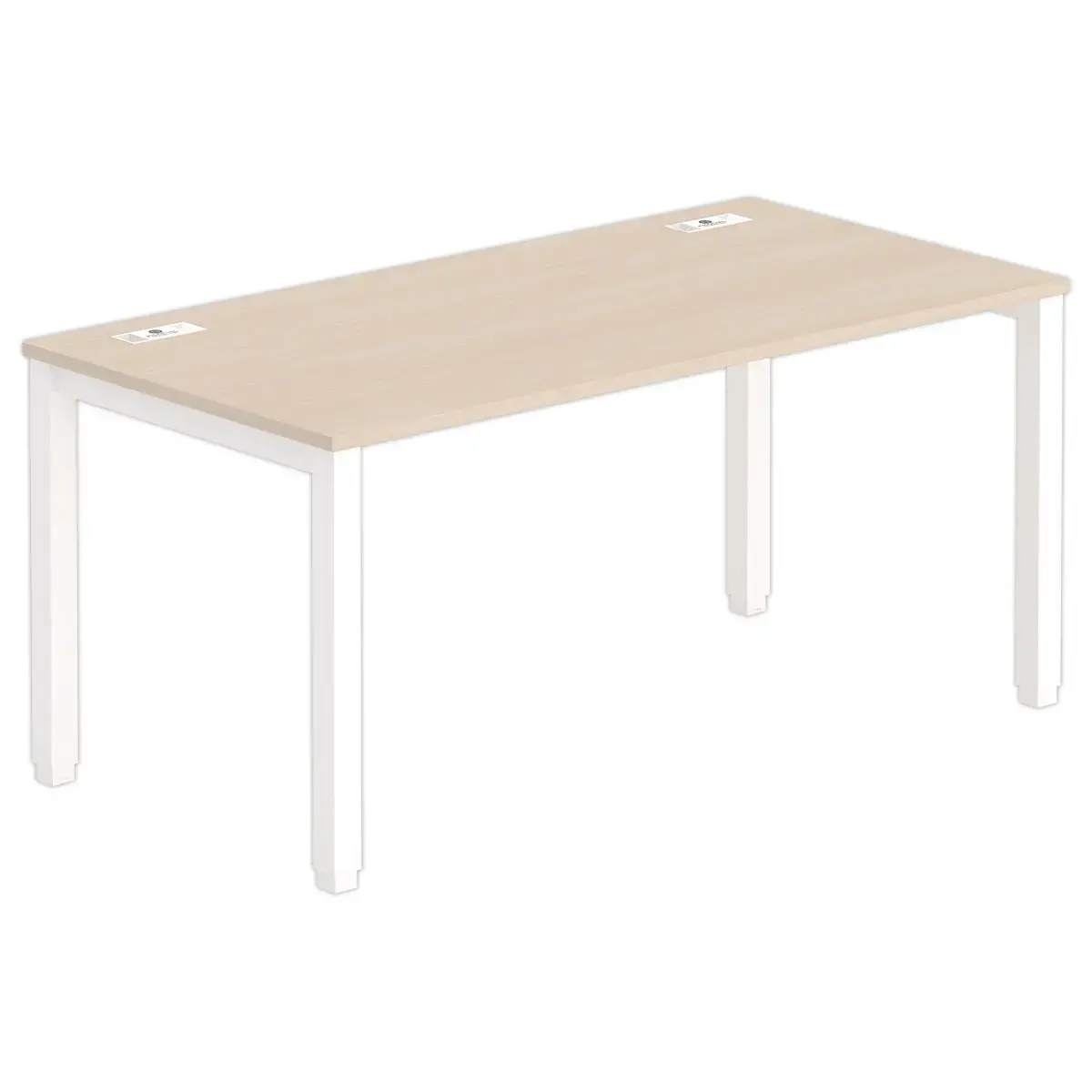 Bureau Bruxelles – 160 x 80 cm – Plateau acacia et pieds blancs - FIDUCIAL