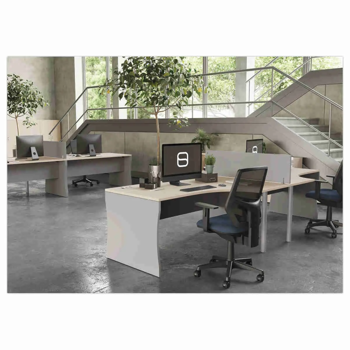 Bureau BUDAPEST compact retour &agrave; gauche acacia L160 
