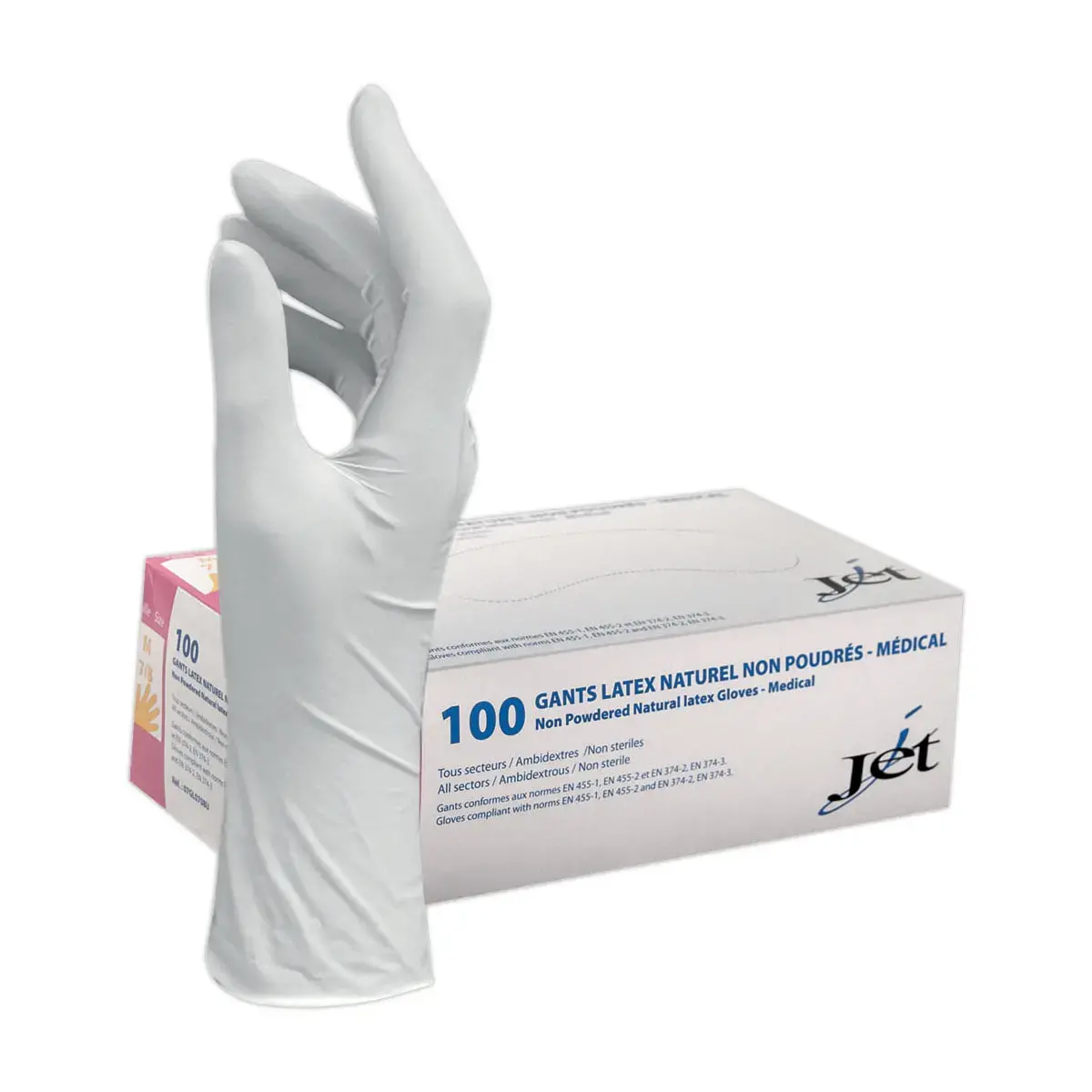 100 Gants en latex naturel non poudr&eacute;s - Taille 8/M - Effet seconde peau 