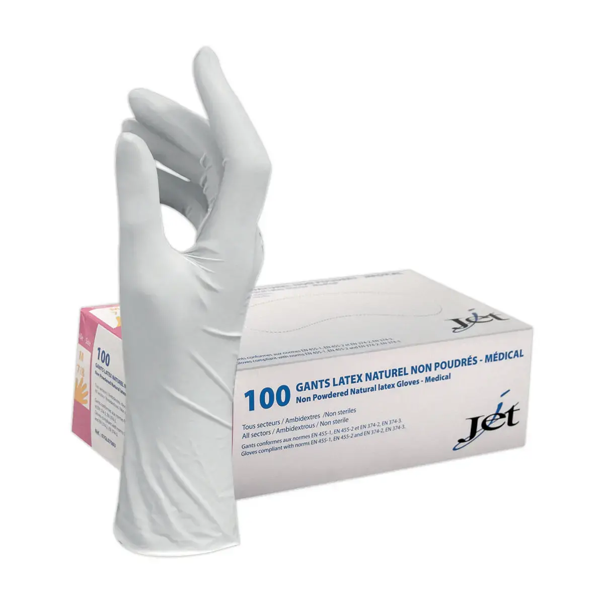 100 Gants en latex naturel non poudrés - Taille 9/L - Effet seconde peau