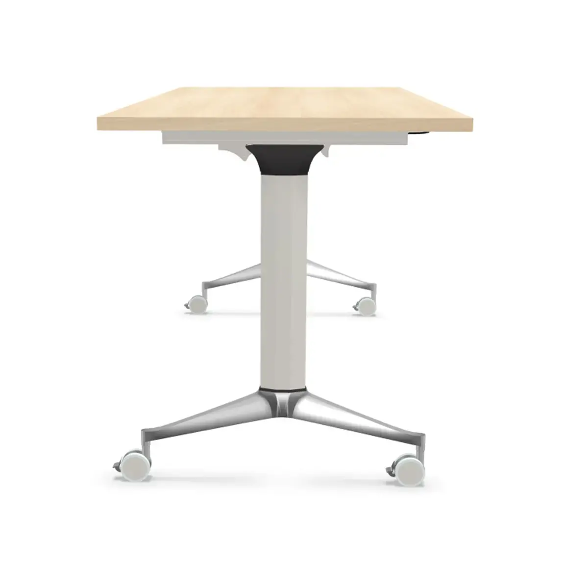 Table rabattable &agrave; roulettes - 150 x 70 cm - Acacia/alu 