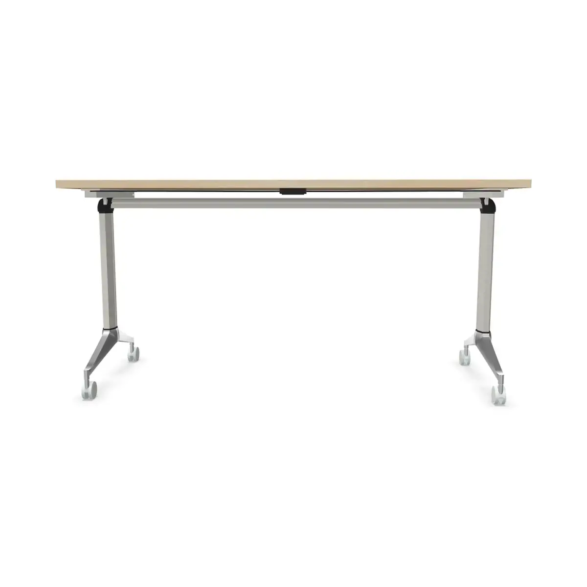 Table rabattable &agrave; roulettes - 150 x 70 cm - Acacia/alu 
