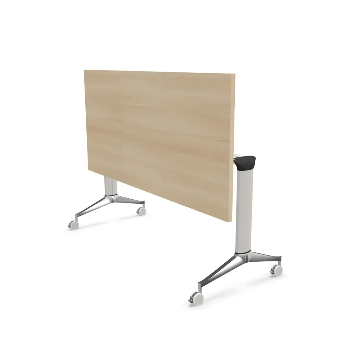 Table rabattable &agrave; roulettes - 150 x 70 cm - Acacia/alu 