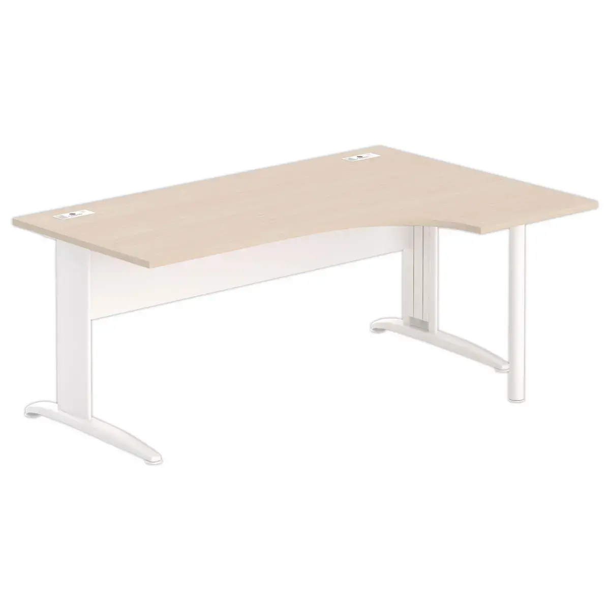 Bureau BUENOS AIRES compact retour &agrave; droite acacia/blanc, L180 