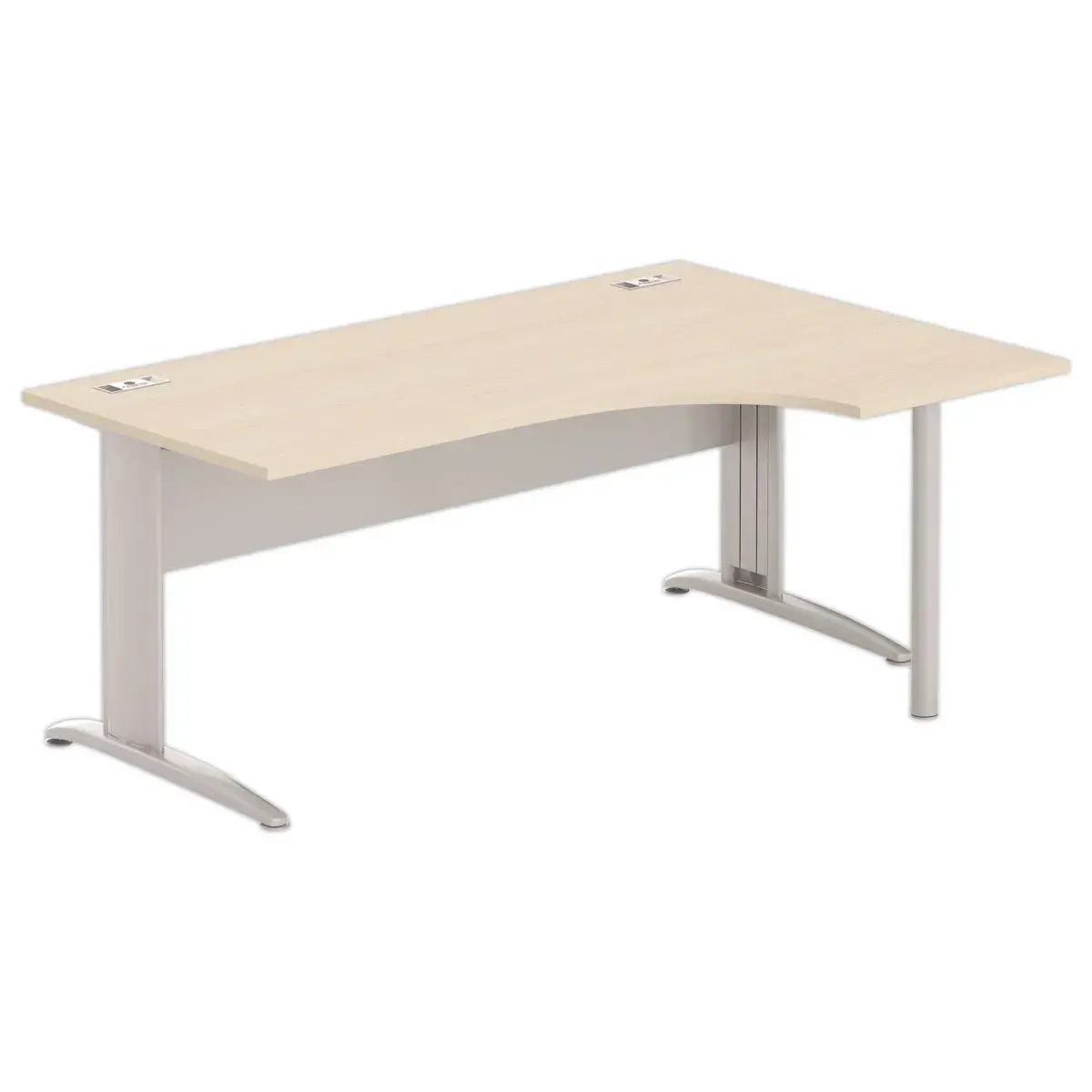 Bureau BUENOS AIRES compact retour &agrave; droite acacia/alu, L180 