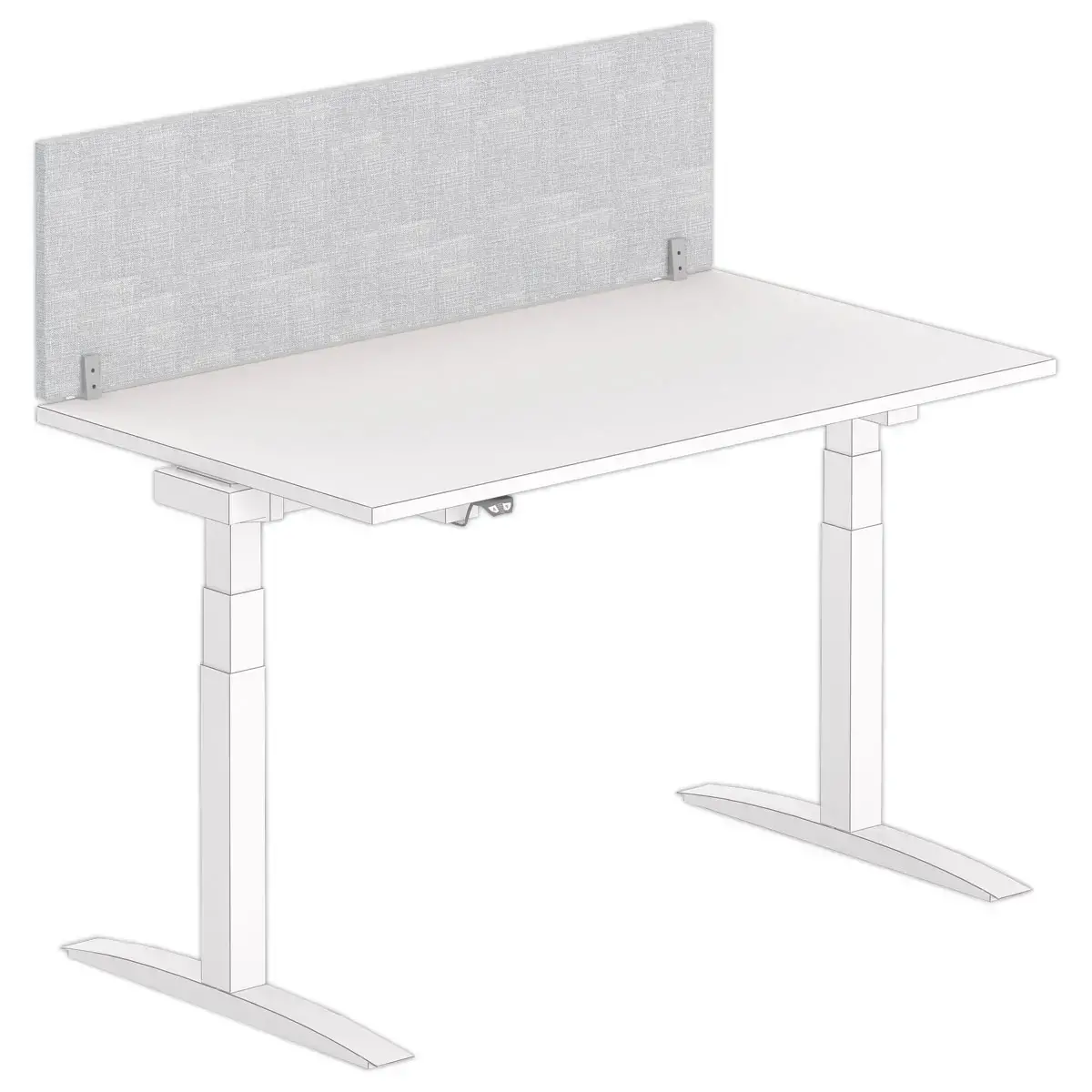 Cloisonnette acoustique pour bureau - L.140 - Gris et pince alu 