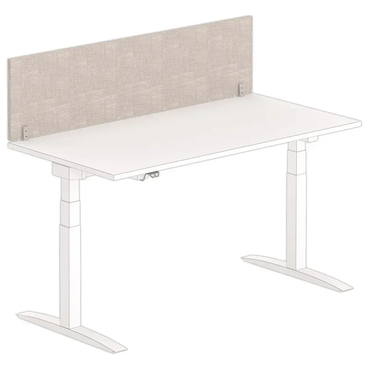 Cloisonnette acoustique pour bureau - L.160 - Gris et pince alu 