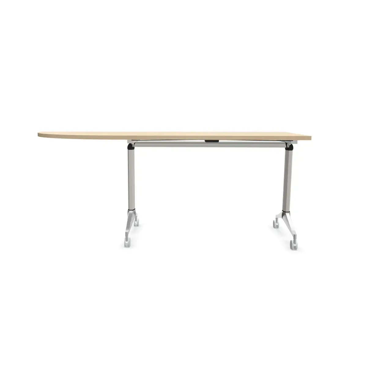 Table rabattable à roulettes - Angle gauche - Acacia clair et alu - 190x70 cm