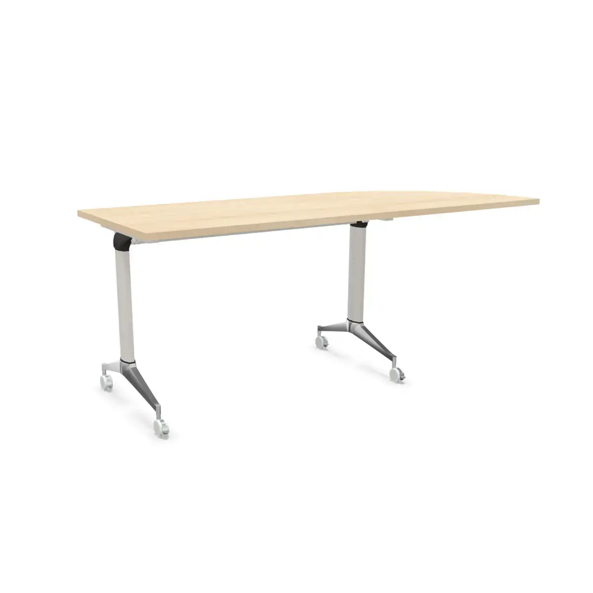 Table rabattable à roulettes - Angle gauche - Acacia clair et alu - 190x70 cm