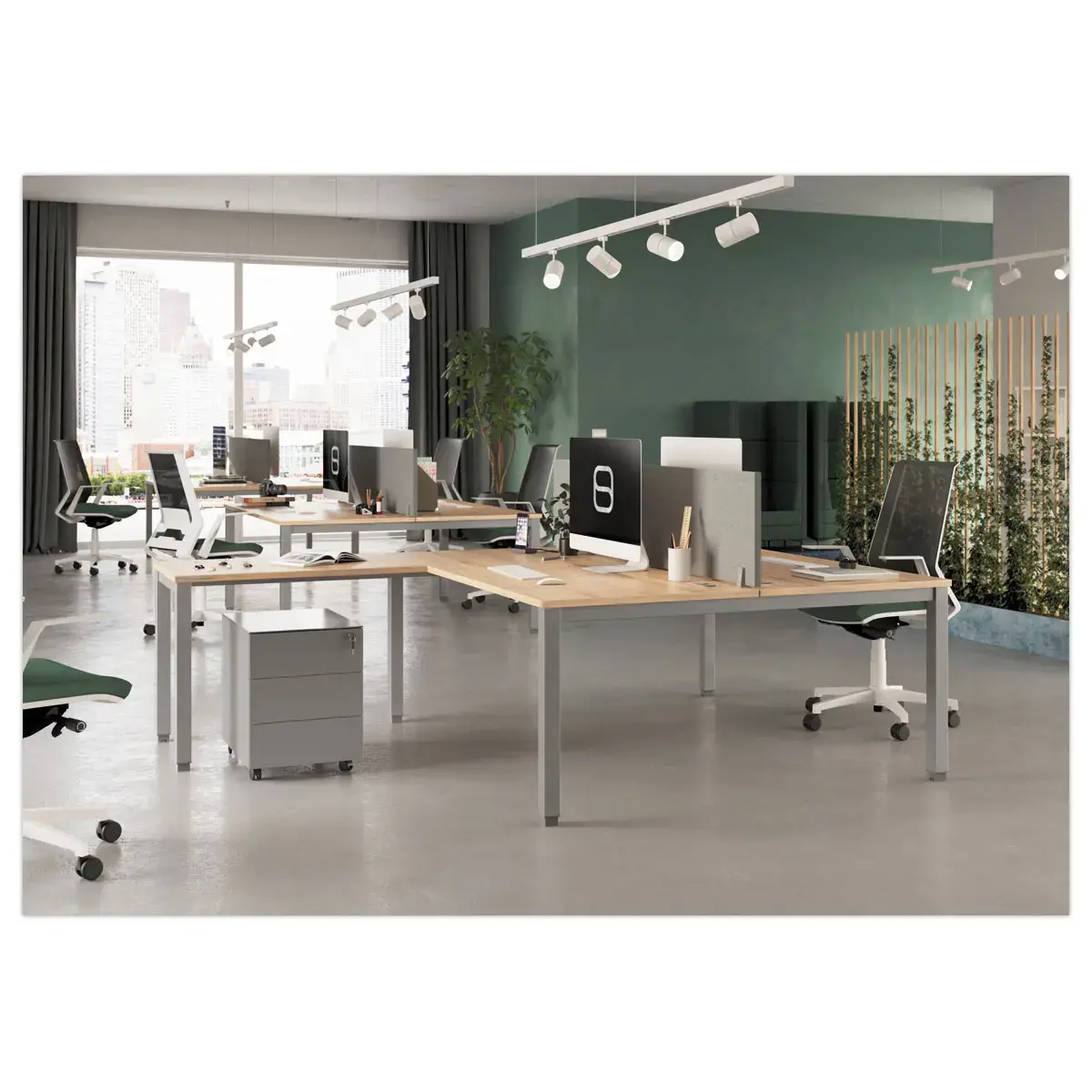 Bureau vis à vis 4 pieds 140 X 160 X 74 blanc/blanc
