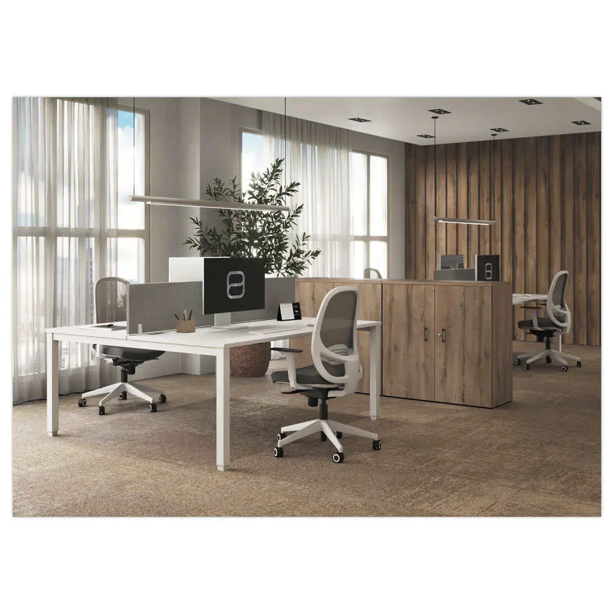 Bureau vis à vis 4 pieds 140 X 160 X 74 blanc/blanc