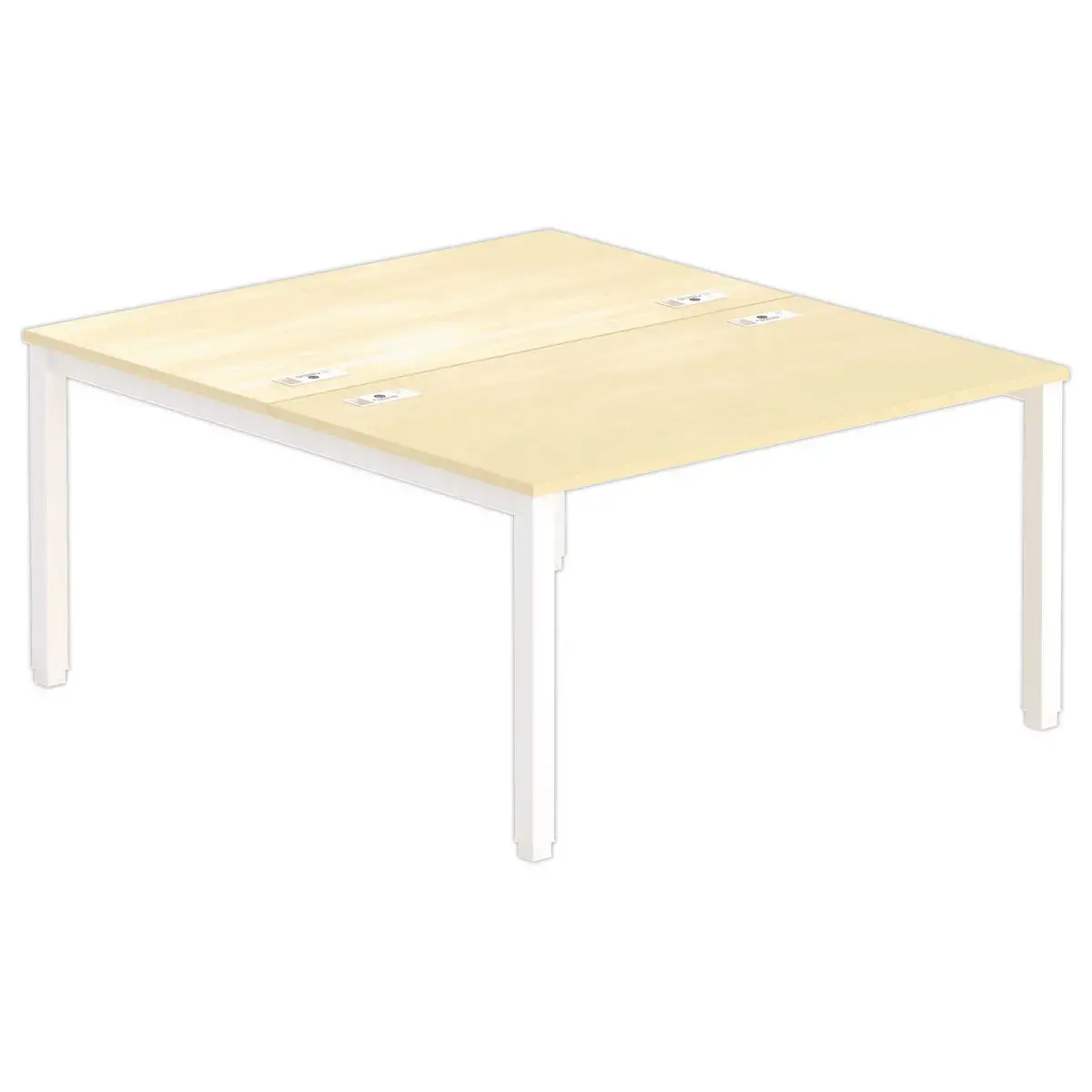 Bureau vis à vis 4 pieds 140 X 160 X 74 hêtre/blanc