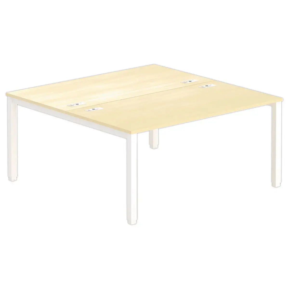 Bureau vis à vis 4 pieds 160 X 160 X 74 hêtre/blanc