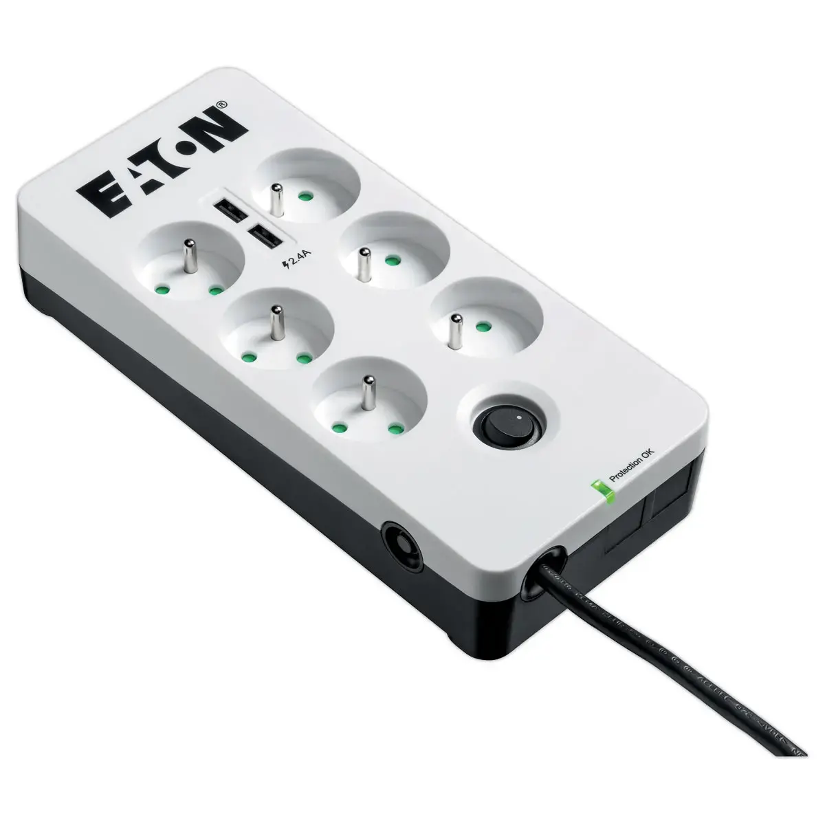 Parasurtenseur 6 prises + 2 ports USB 