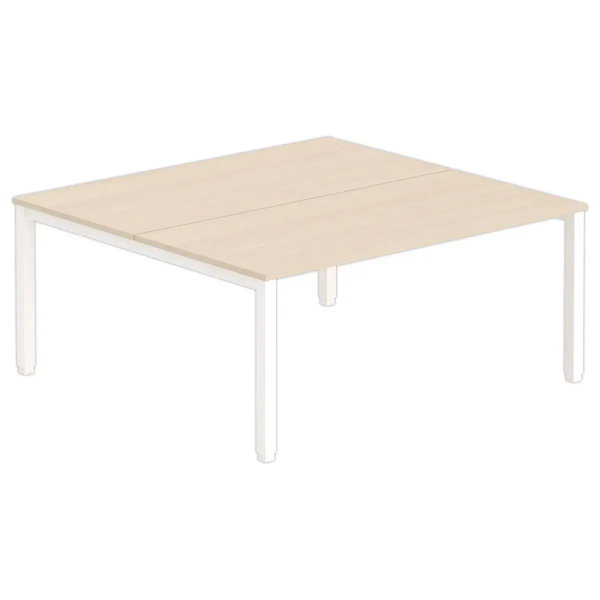 Bureau vis &agrave; vis 4 pieds 160 X 160 X 74 acacia/blanc 