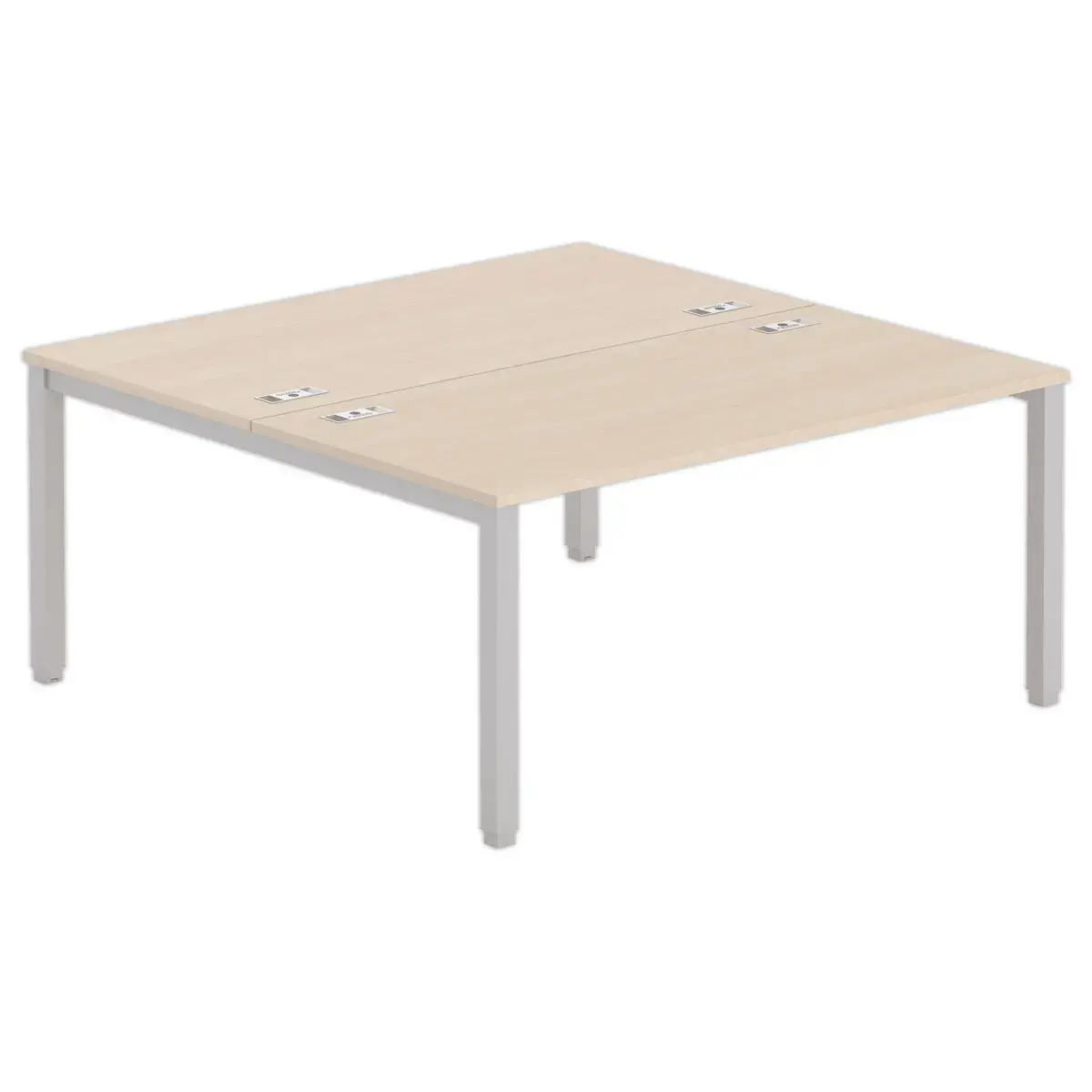 Bureau vis &agrave; vis 4 pieds 160 X 160 X 74 acacia/alu 