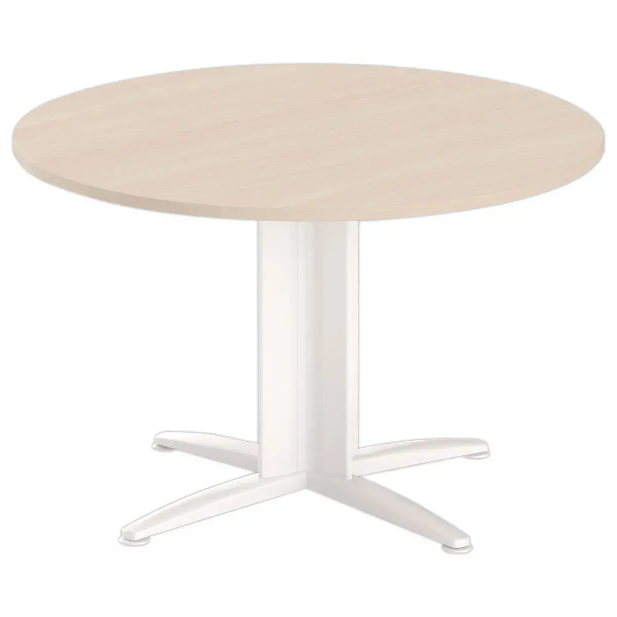 Table r&eacute;union ronde diam. 116cm acacia clair/blanc 