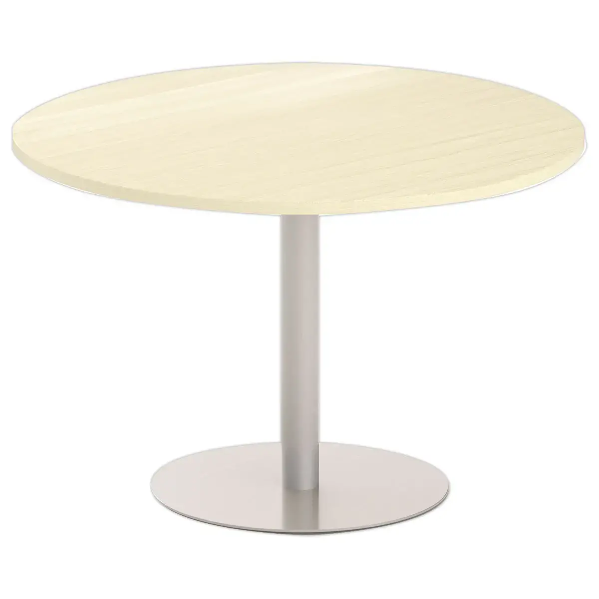 Table ronde diam 116 cm plateau acaciapied tulipe argent 
