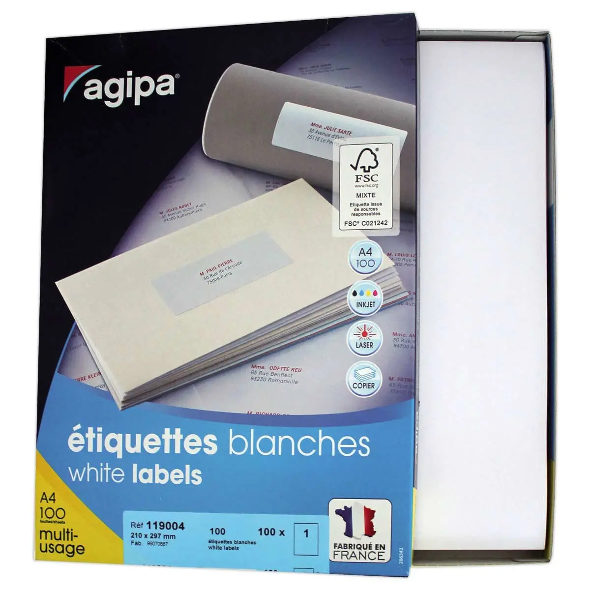 100 Planches d'&eacute;tiquettes multi-usages - 210x297 mm - APLI 