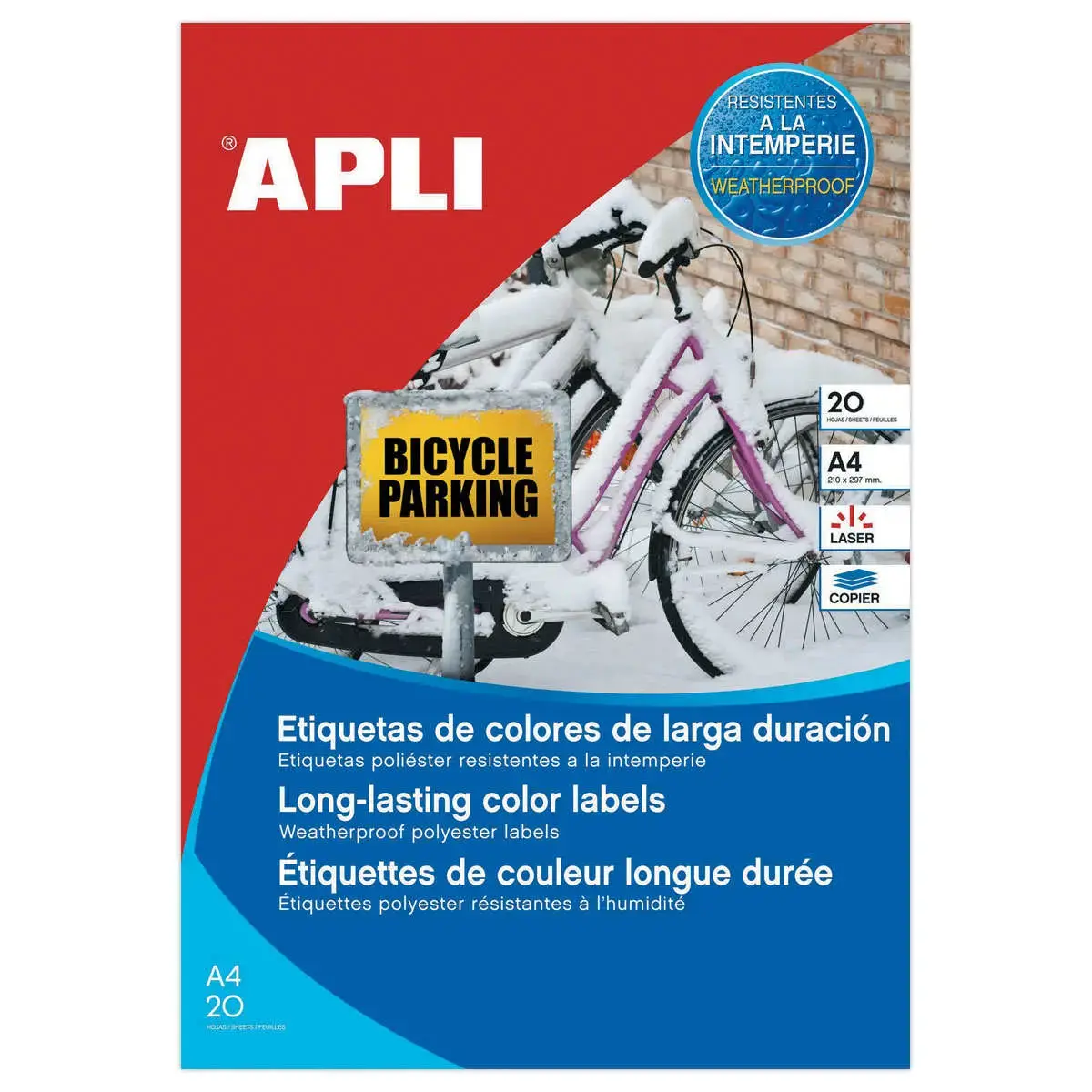 20 Planches d'étiquettes inaltérables laser 45,7x21,2mm 960 étiq jaune