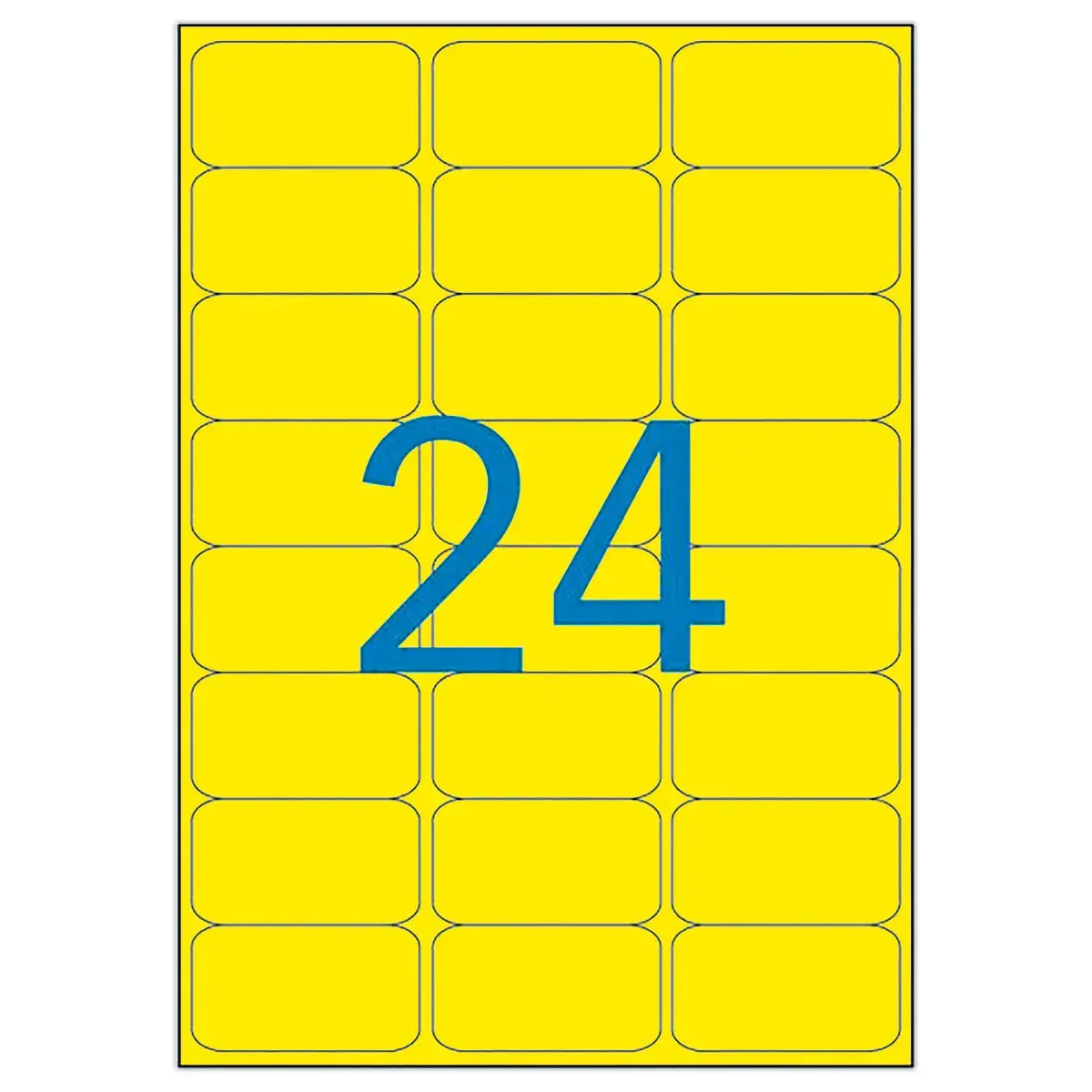 20 Planches d'&eacute;tiquettes L63,5xH33,9 mm 480 &eacute;tiq/ bo&icirc;te, jaune 