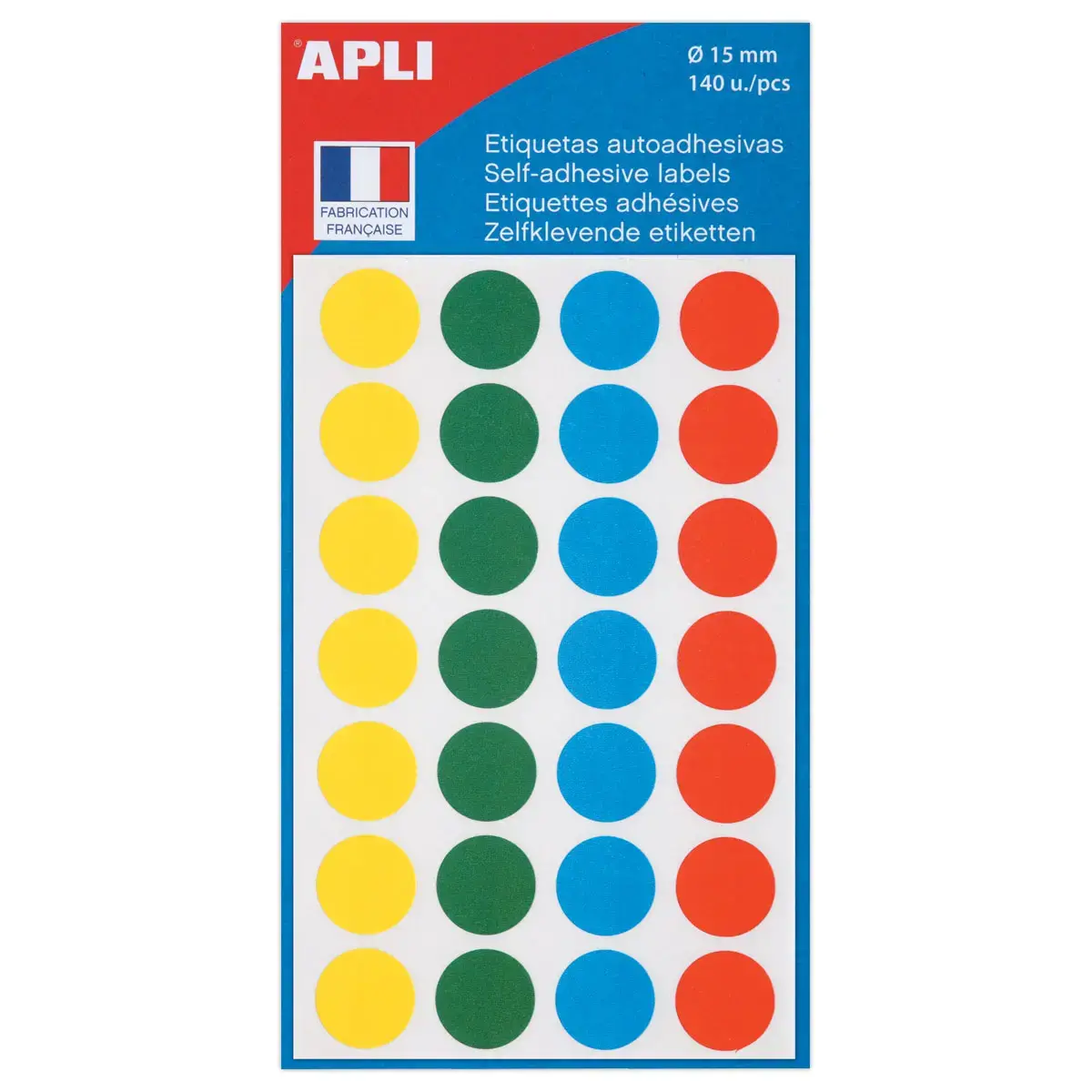 Pastilles gommettes - &Oslash;15 mm - Coloris assortis - Apli 