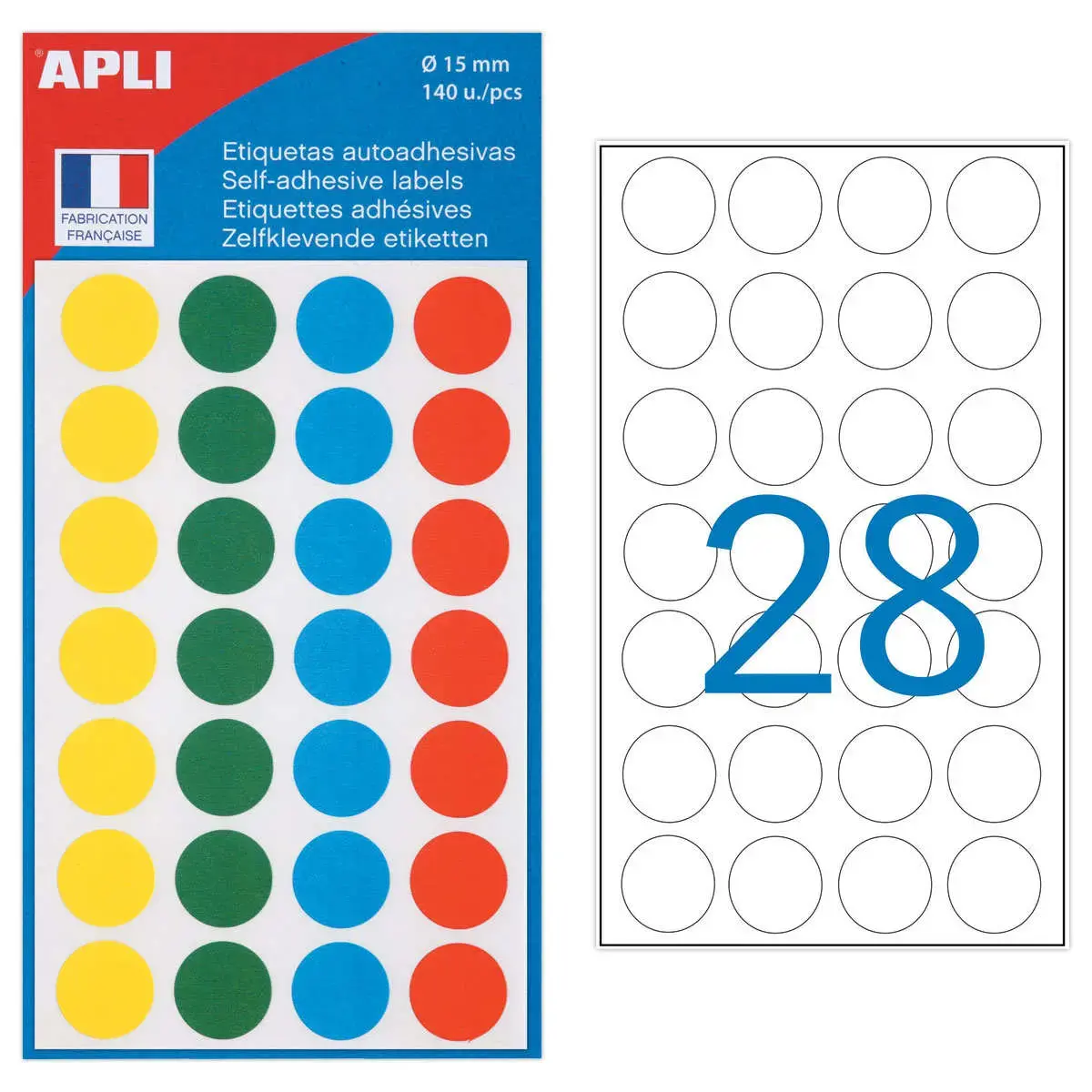 Pastilles gommettes - &Oslash;15 mm - Coloris assortis - Apli 