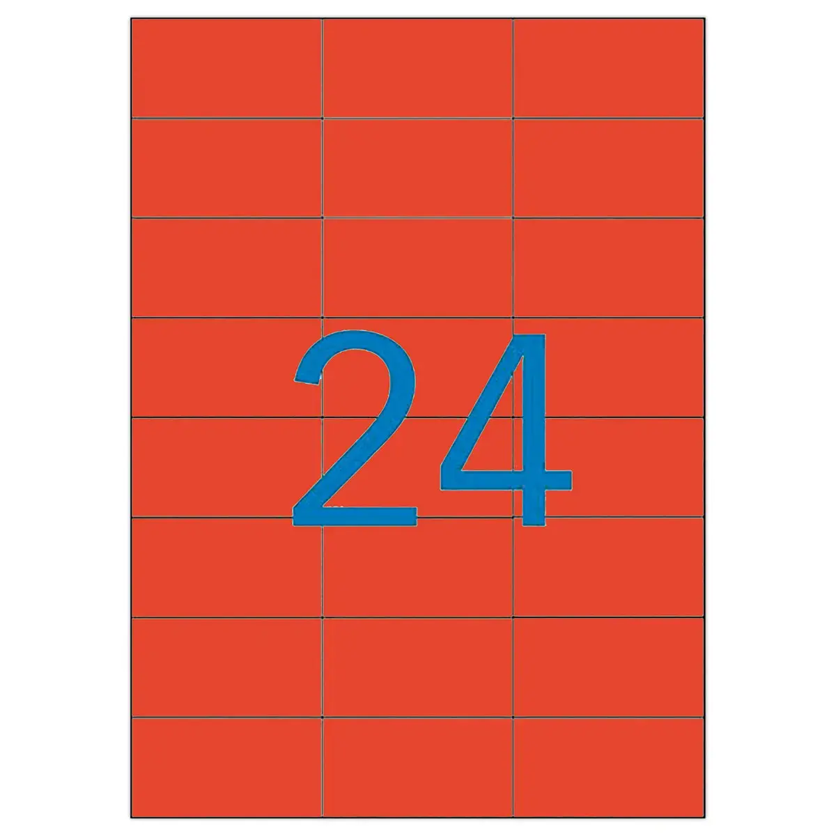 100 Planches d'étiquettes 70x37 mm par 2400/boîte, rouge