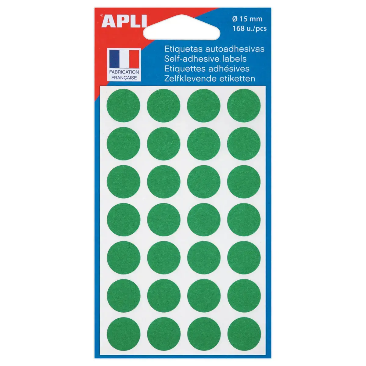 Pastilles gommettes - &Oslash; 15 mm - Vert - Apli 