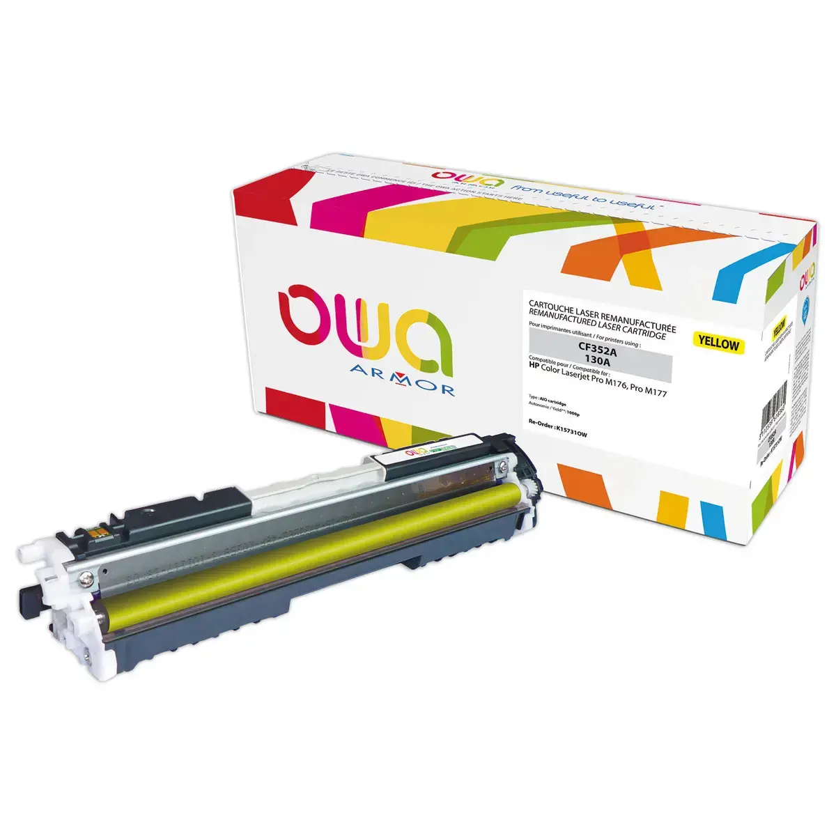 Toner &eacute;q. HP CF352A - Jaune - OWA 