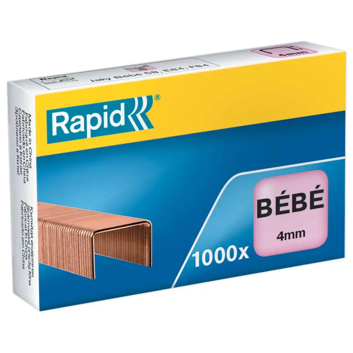 1000 Agrafes Bébé cuivrées pour agrafeuses de bureau - 4 mm - RAPID