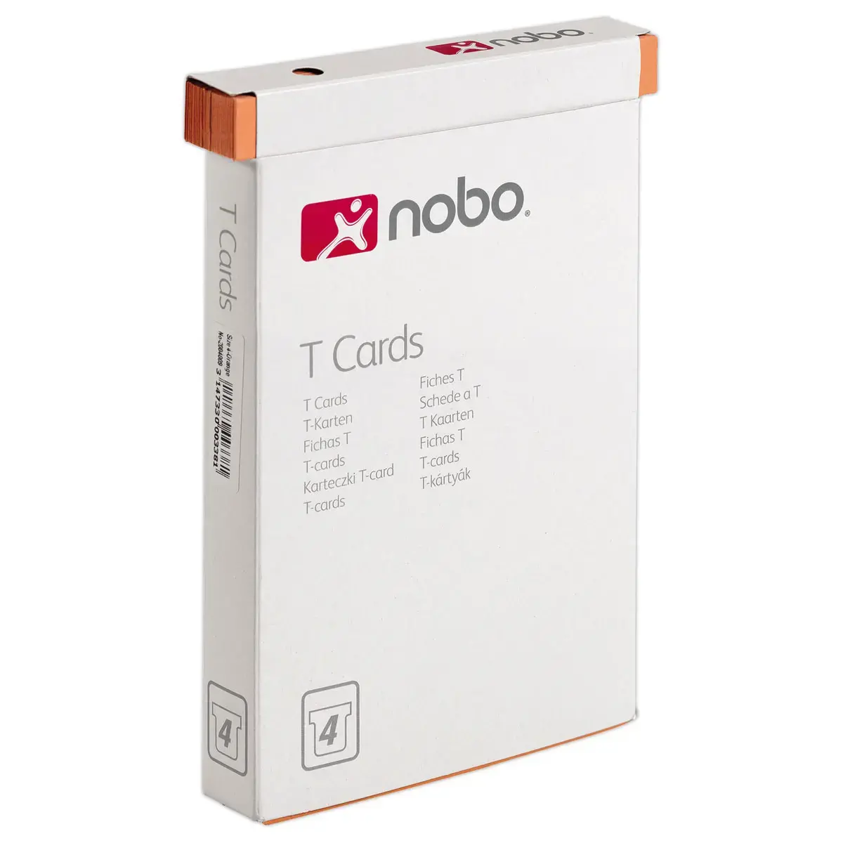 100 Fiches T pour planning - Taille 4 - Orange - NOBO