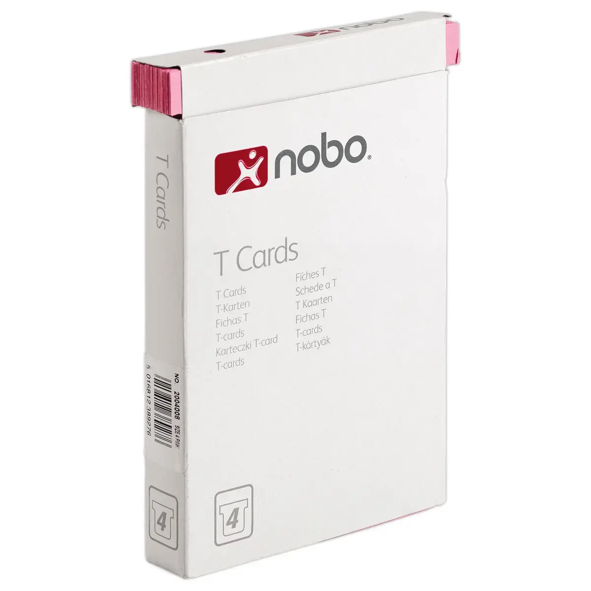 100 Fiches T pour planning - Taille 4 - Rose - NOBO