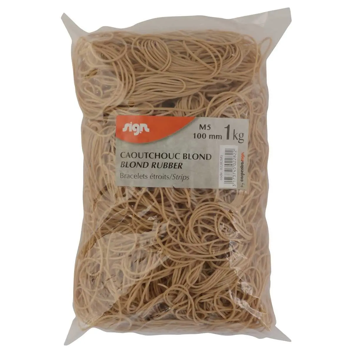 Sachet de 1 kg de bracelets élastiques étroits en caoutchouc - Blond - 100 mm - SIGN