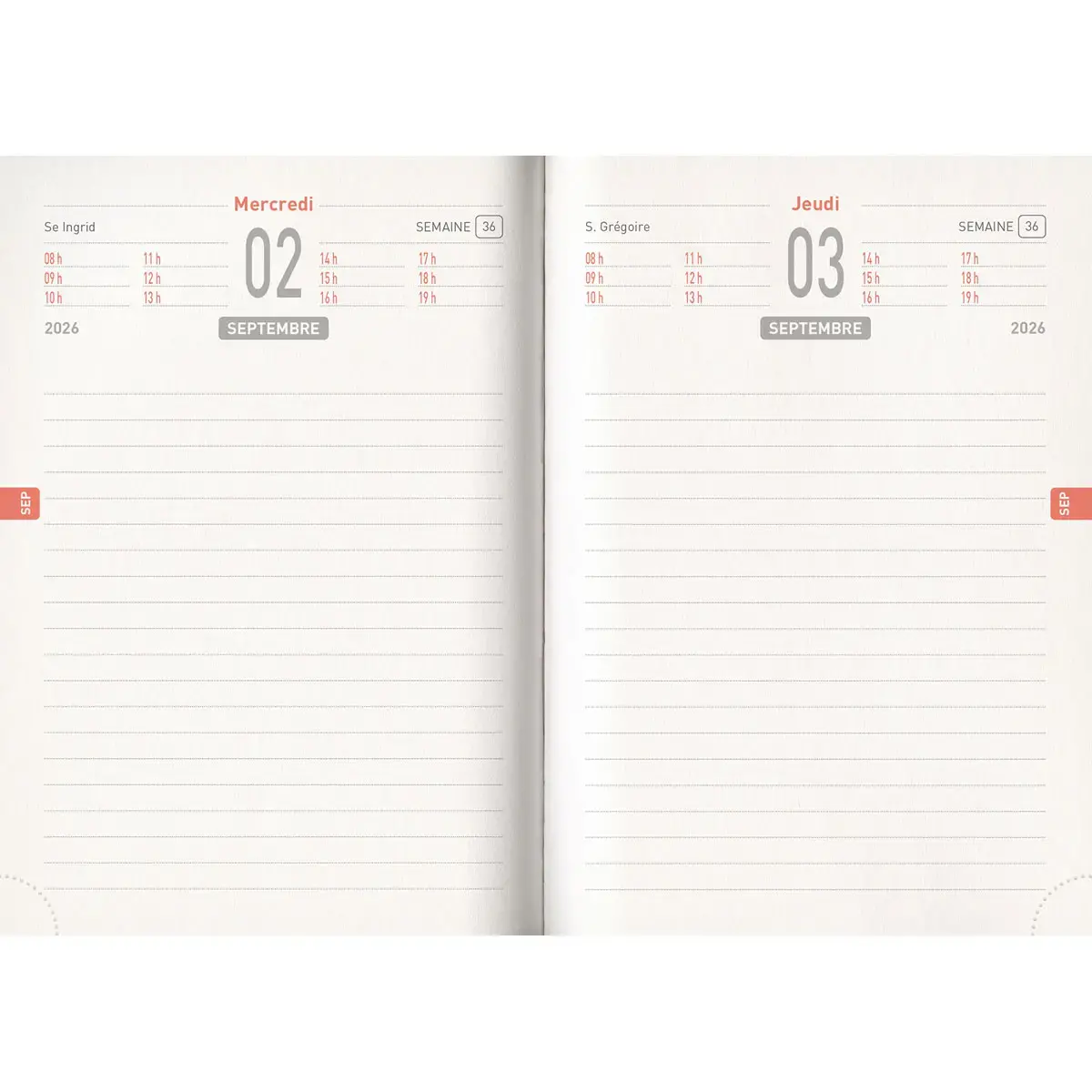 Agenda journalier  Techno - 12,5x17,5 cm - Bleu - Septembre &agrave; septembre - BOUCHUT GRANDREMY 