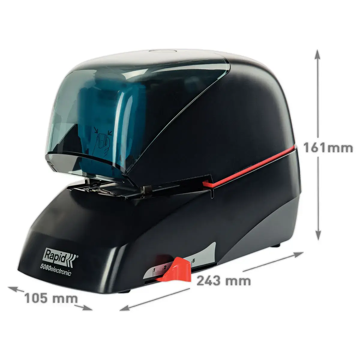 Agrafeuse &eacute;lectrique Supr&ecirc;me R5080 - 80 feuilles - Noir - RAPID 