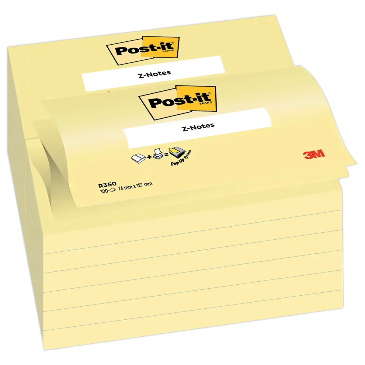 12 Notes repositionnables ZNotes 76x127 mm - jaune - POST IT