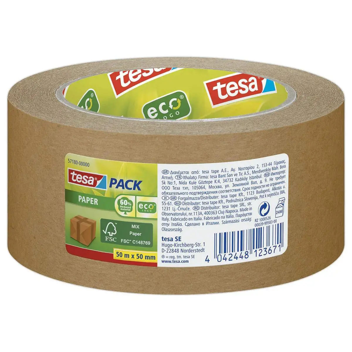 Ruban adh&eacute;sif Kraft tesa&reg; rouleau de 50 mm x 50 m marron 