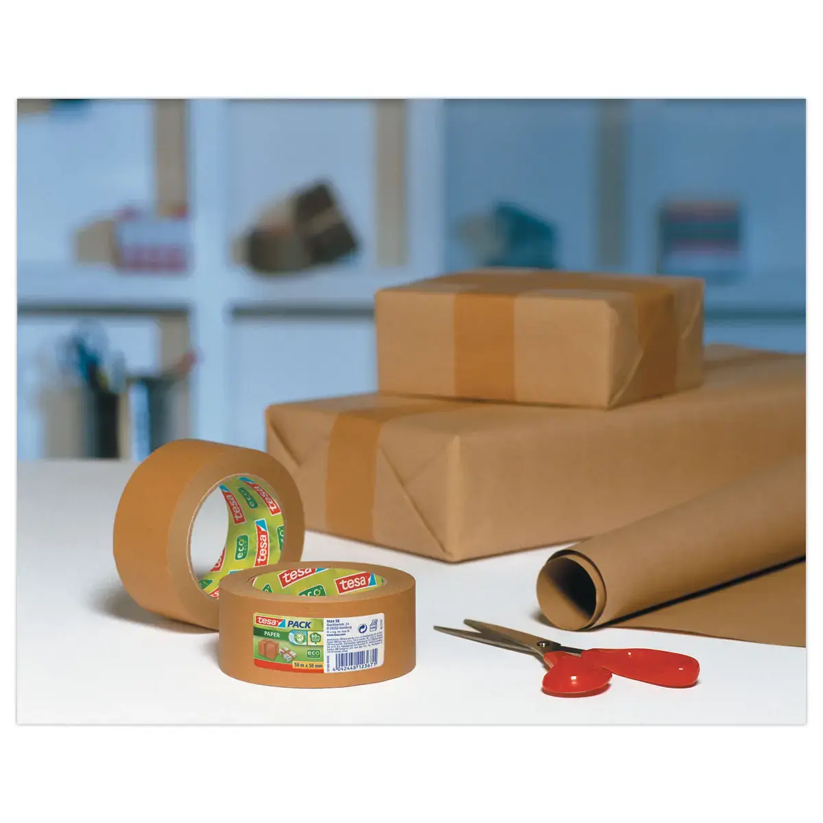Ruban adh&eacute;sif Kraft tesa&reg; rouleau de 50 mm x 50 m marron 