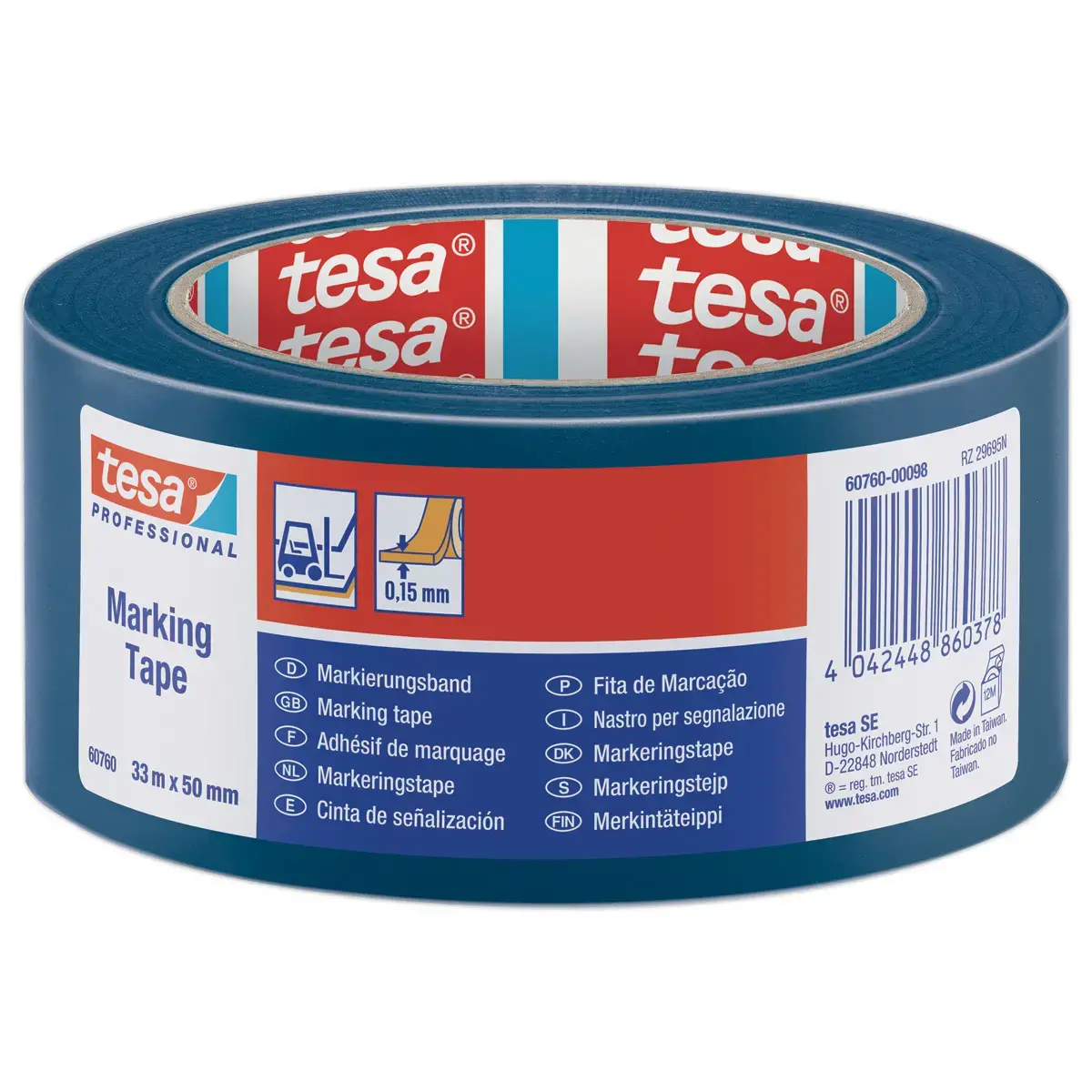 Adh&eacute;sif de marquage au sol 33 m x 50 mm - Bleu - TESA 