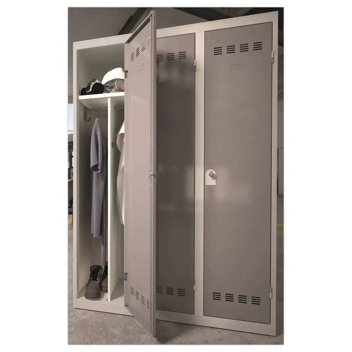 Vestiaire d'atelier ind.salissante,1 col, H180x L40xP50 cm gris/gris 