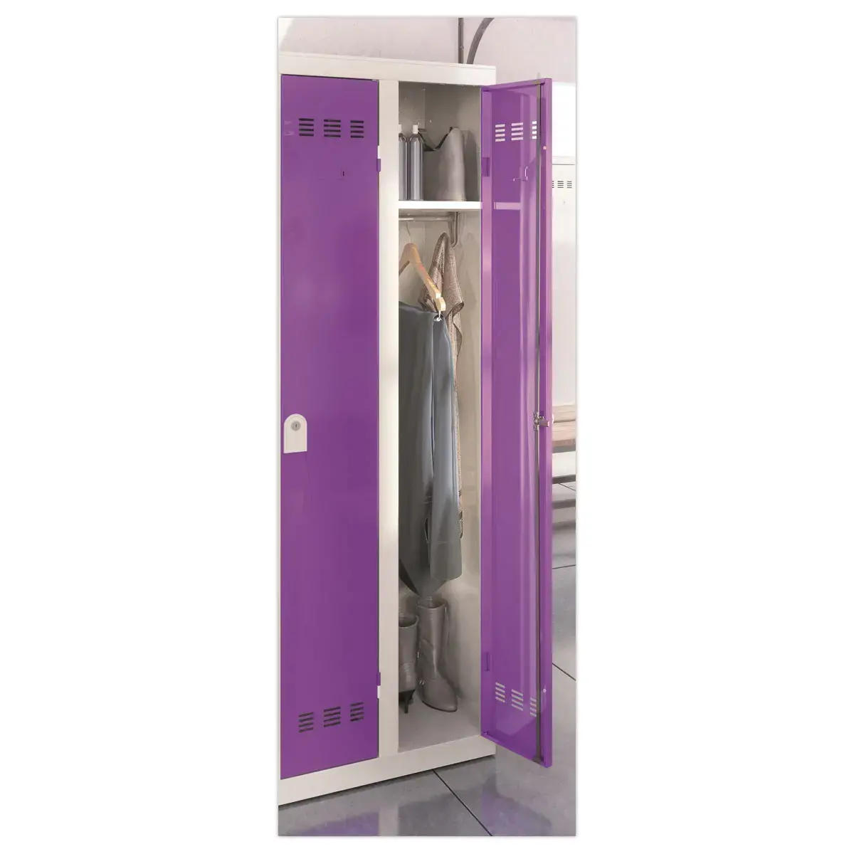 Vestiaire d'atelier 4 colonnes, H 180 xL 120 X P 50 cm gris/gris 