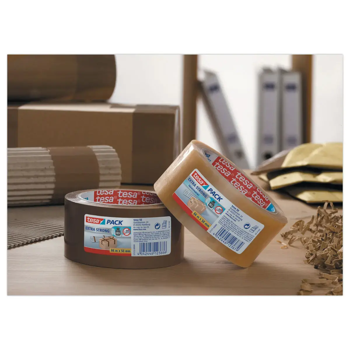 3 Rouleaux adhésif d'emballage Extra Strong - 66 m x 50 mm - Transparent - Tesa