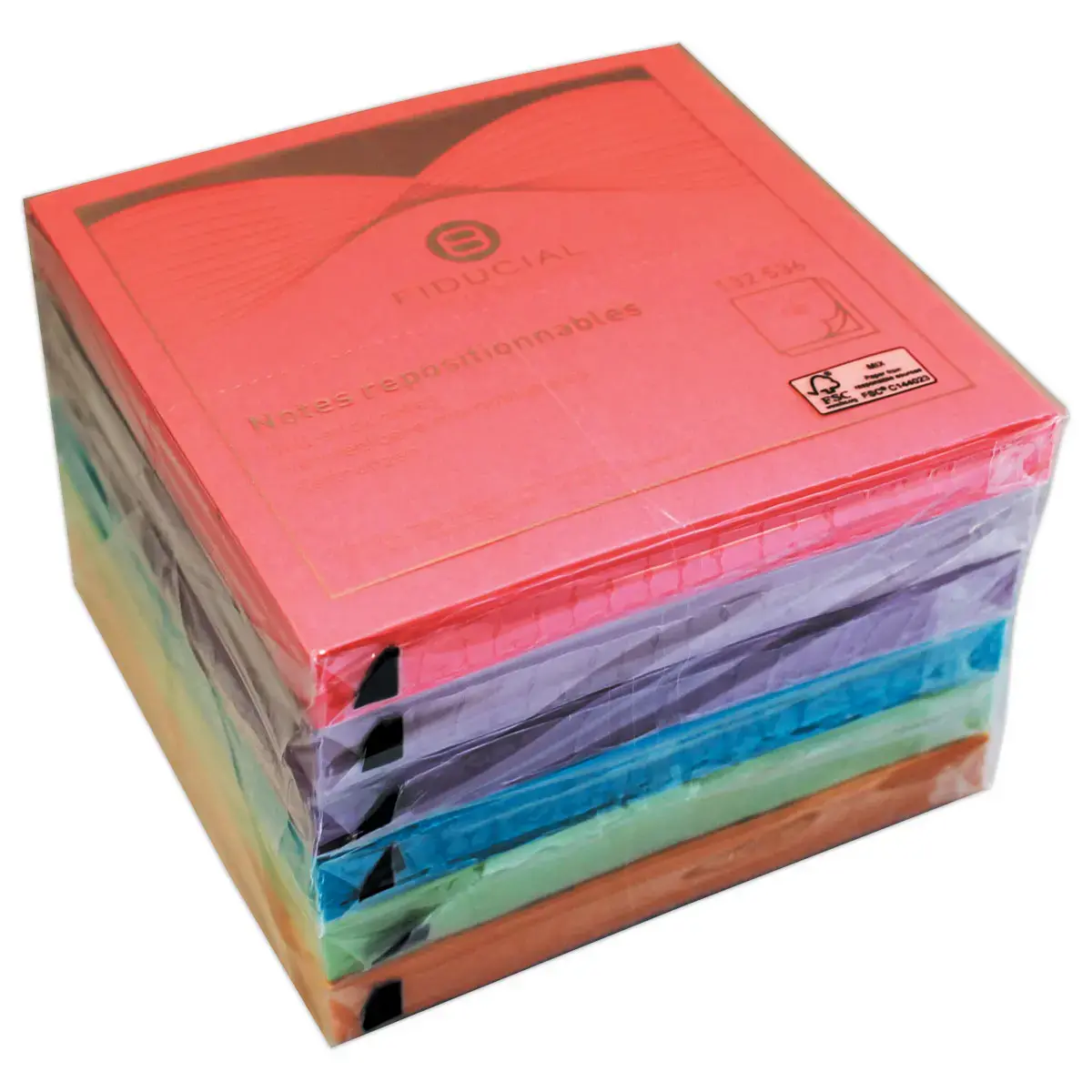 6 Blocs notes repositionnables - 7,6 x 7,6 cm - Couleurs vives assorties - FIDUCIAL