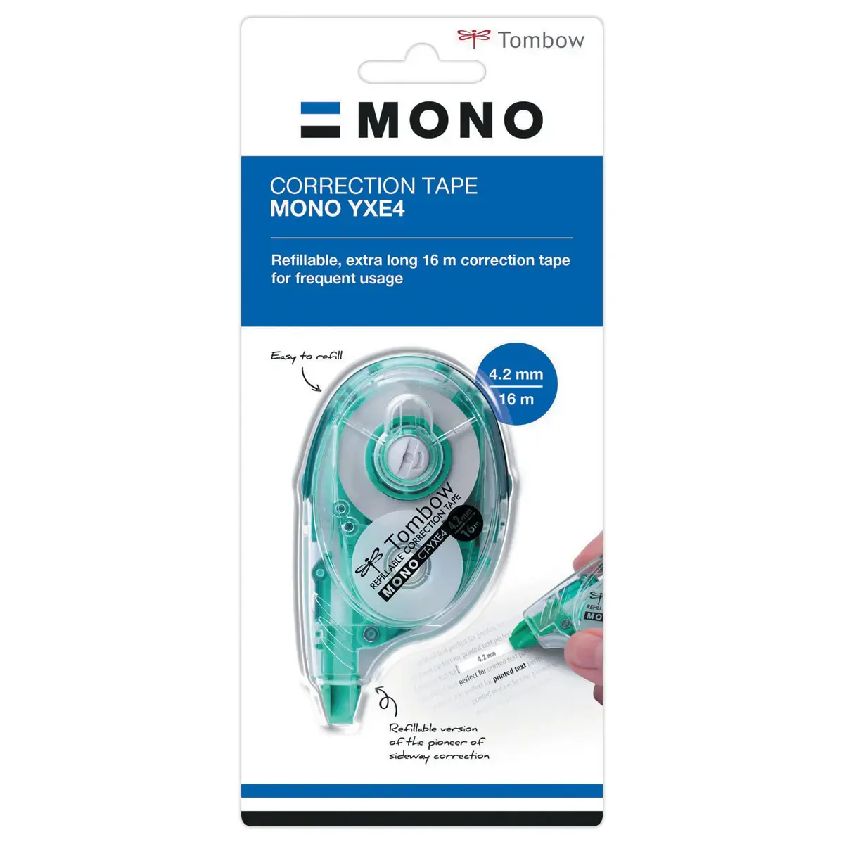 Correcteur latéral TOMBOW dévidoir de 16 m- largeur de bande 4,2 mm.