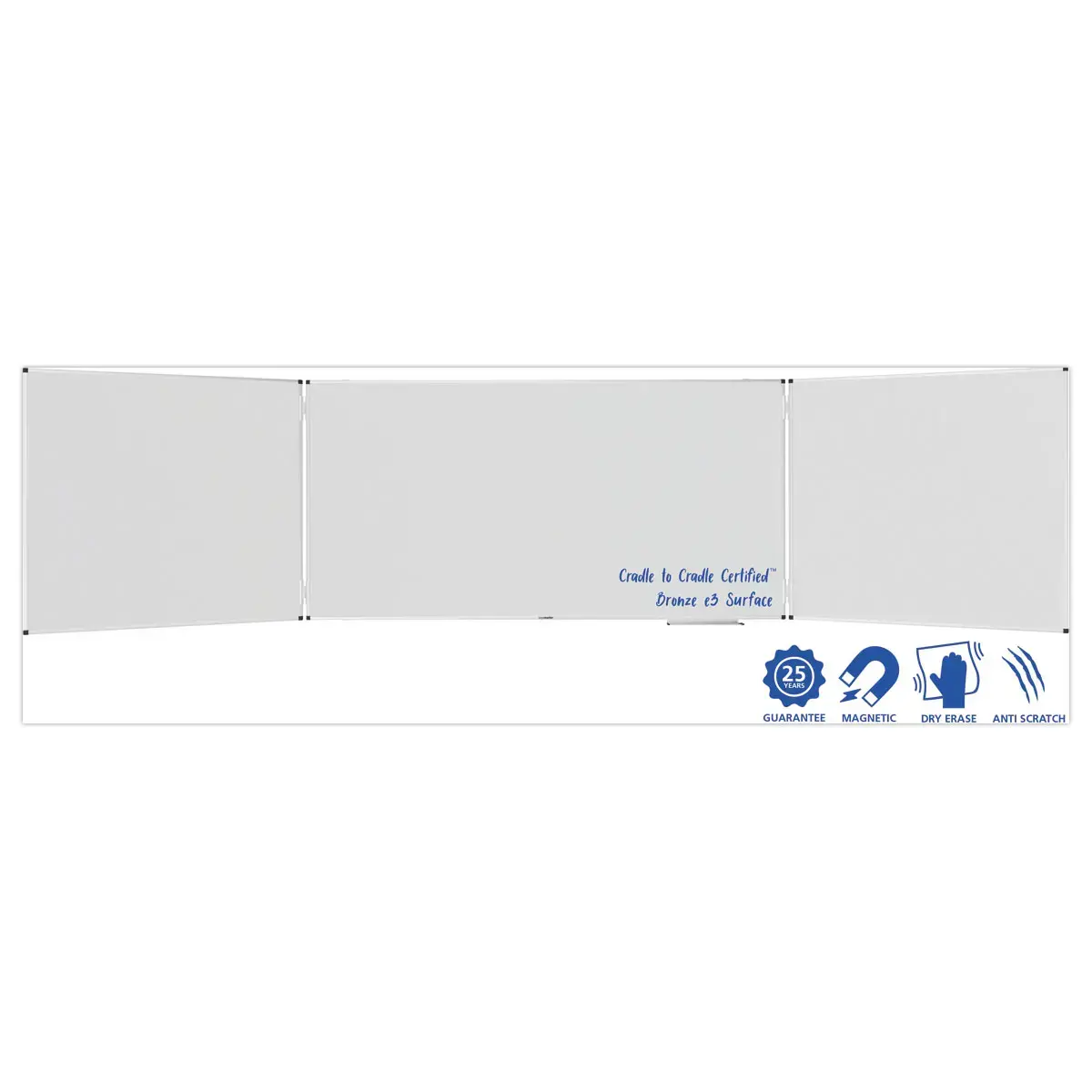 Tableau blanc triptyque UNITE PLUS - Surface émaillée - 100 x 200 cm - Legamaster