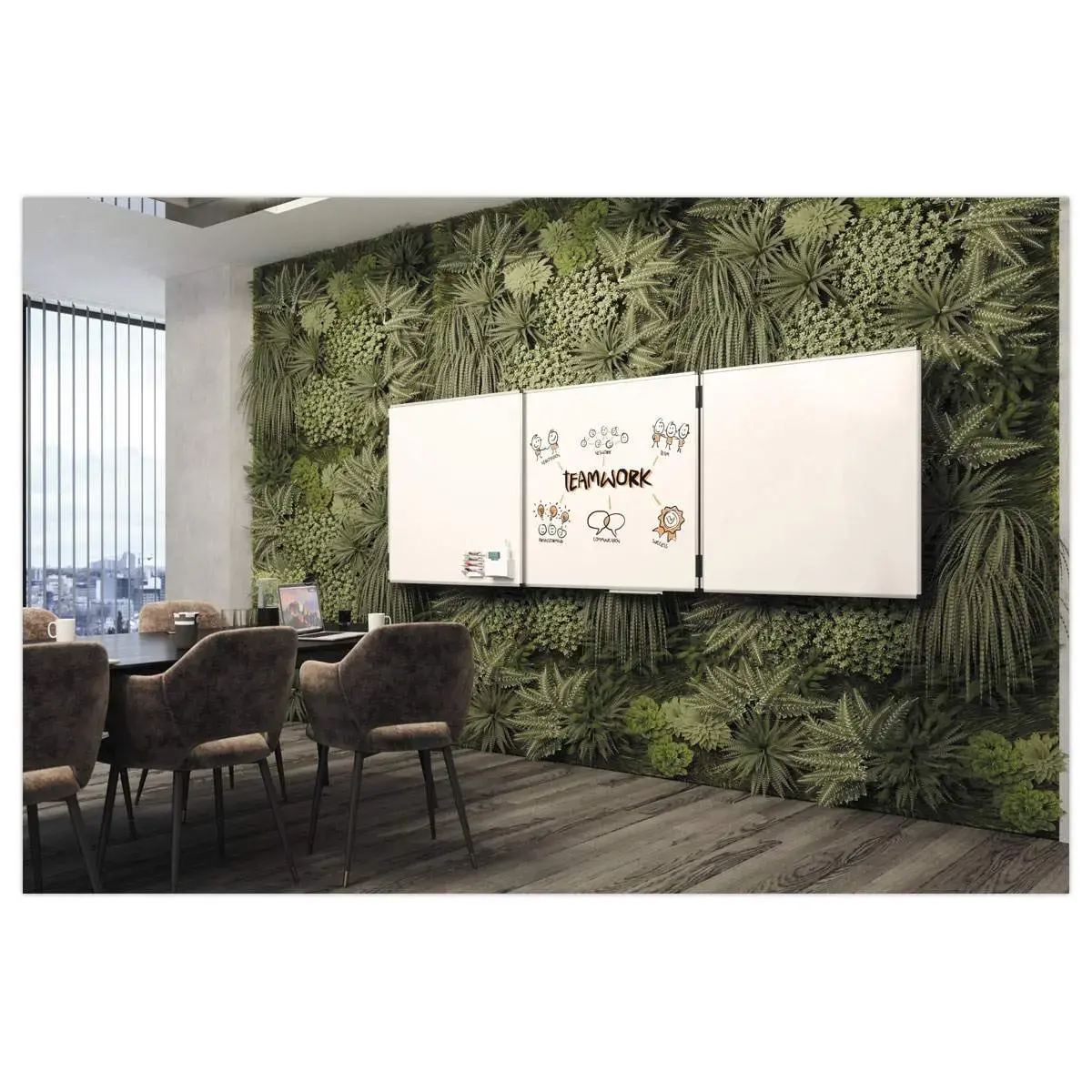 Tableau blanc triptyque UNITE PLUS - Surface émaillée - 100 x 200 cm - Legamaster